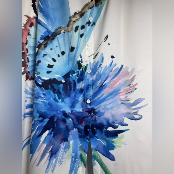 Butterfly Oversized Shirt Bohemian Casual Beach Dress Coverup - Picture 7 of 7